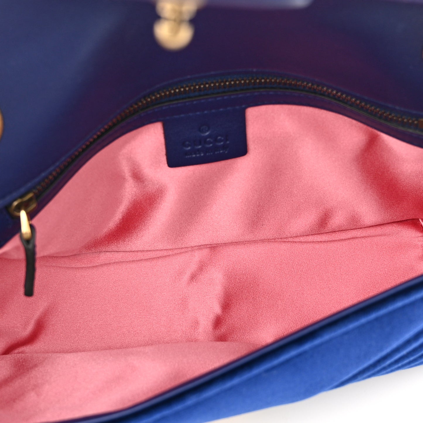 Velvet Matelasse Small GG Marmont Shoulder Bag Cobalt Blue