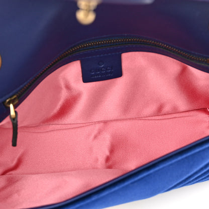 Gucci Velvet Matelasse Small GG Marmont Shoulder Bag Cobalt Blue 5 of 10
