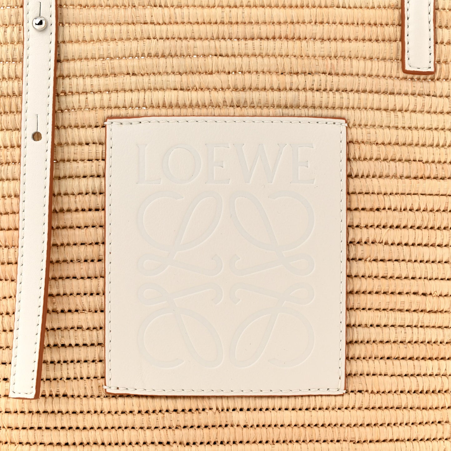 Raffia Square Small Basket Tote Bag Natural White