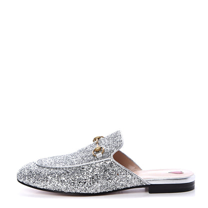 Gucci Glitter Womens Princetown Slippers 40 Silver 1 of 8