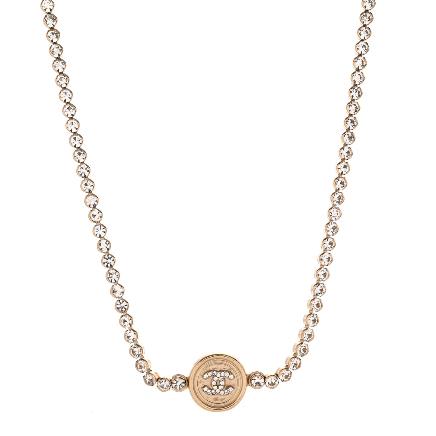 Crystal CC Chain Short Necklace Gold