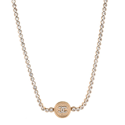 Chanel Crystal CC Chain Short Necklace Gold 1 of 5