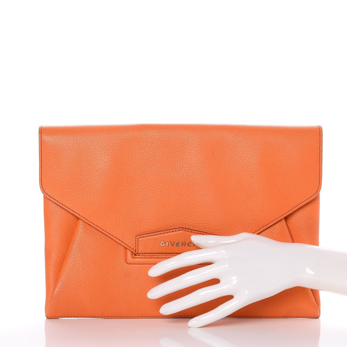Sugar Goatskin Medium Antigona Envelope Clutch Orange