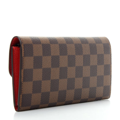 Louis Vuitton Damier Ebene Emilie Wallet Red 3 of 7
