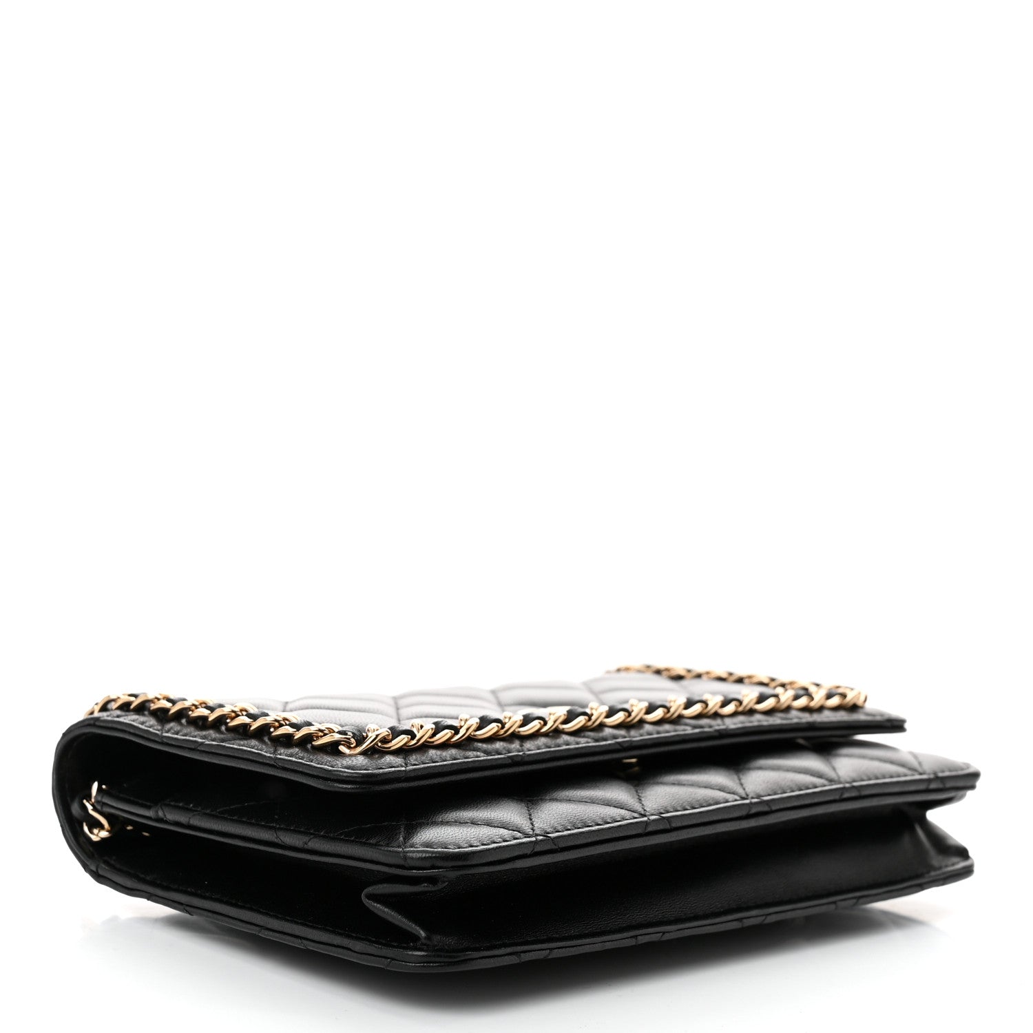 Chanel Lambskin Quilted Chain Around Wallet On Chain WOC Black 4 of 13