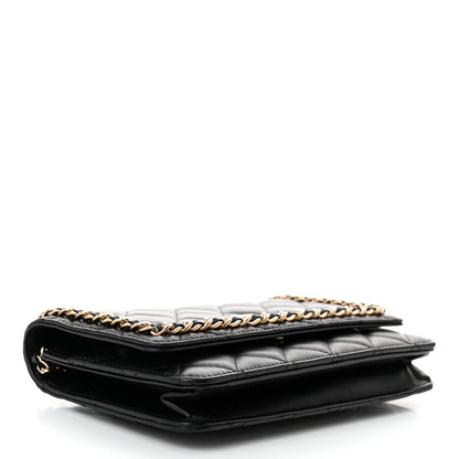 Chanel Lambskin Quilted Chain Around Wallet On Chain WOC Black 4 of 13