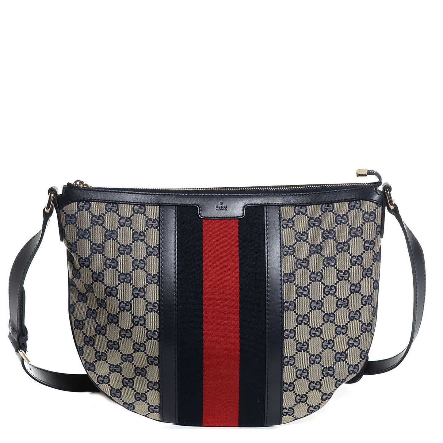 Monogram Vintage Web Medium Half Moon Hobo Navy