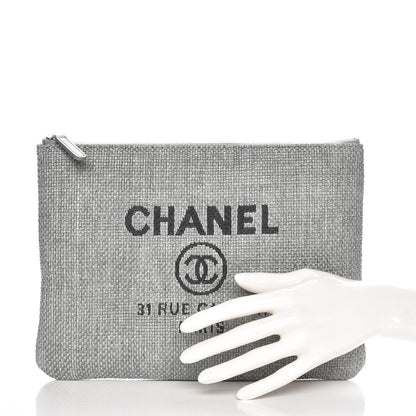 Chanel Canvas Large Deauville Pouch Grey 2 of 7