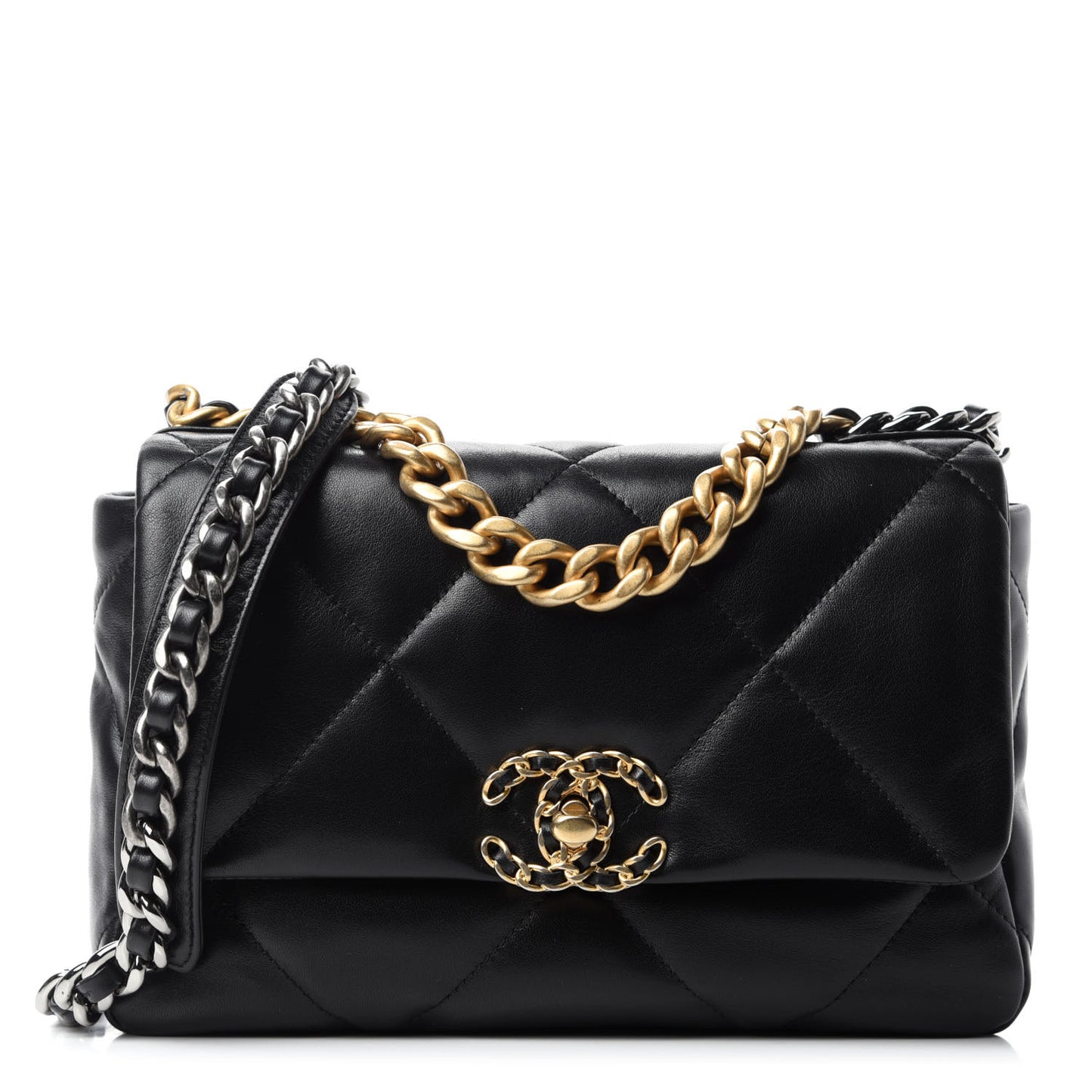 Lambskin Quilted Medium 19 Flap Black