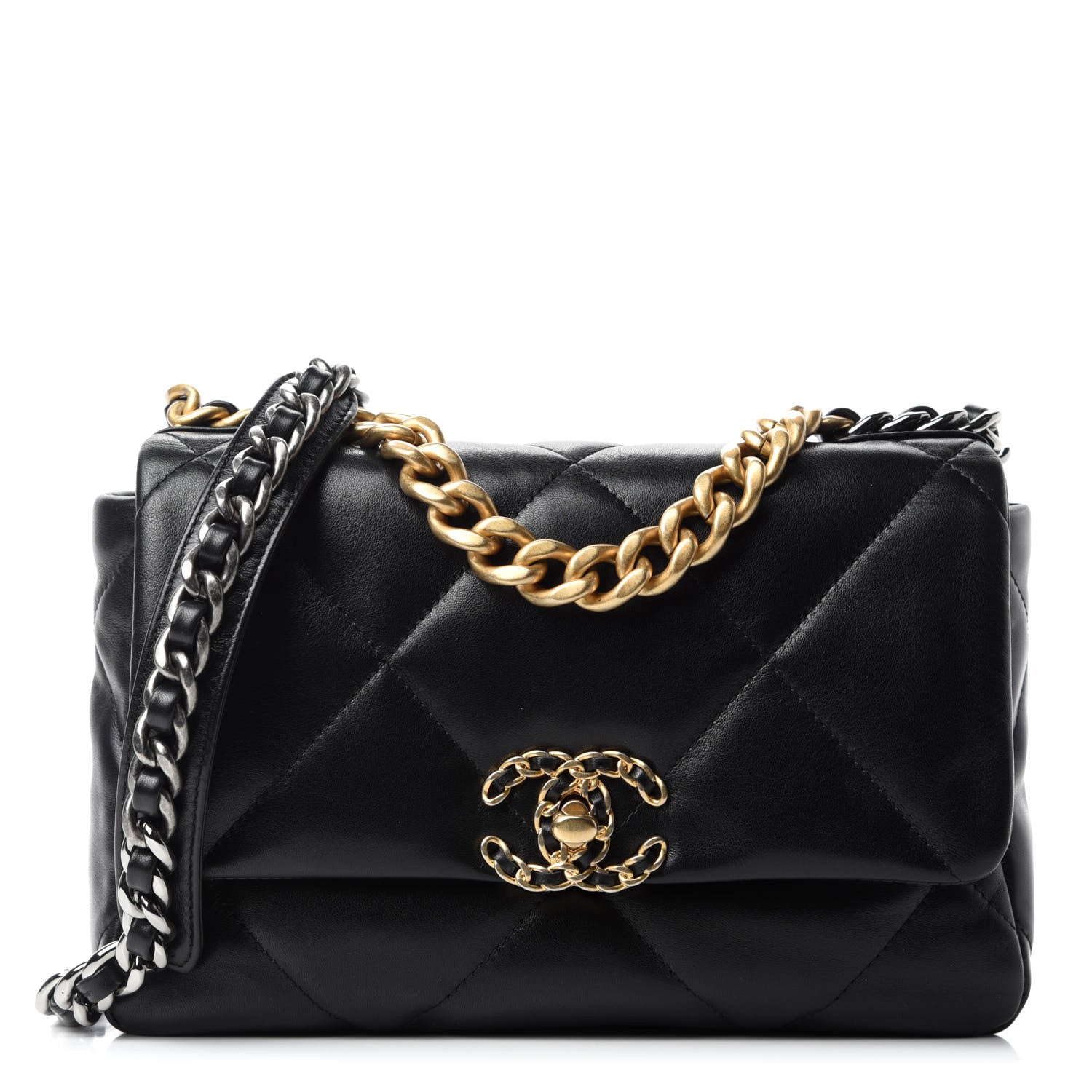 Chanel Lambskin Quilted Medium 19 Flap Black 1 of 11