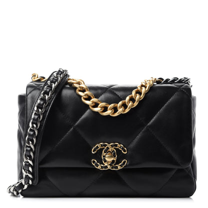 Chanel Lambskin Quilted Medium 19 Flap Black 1 of 11