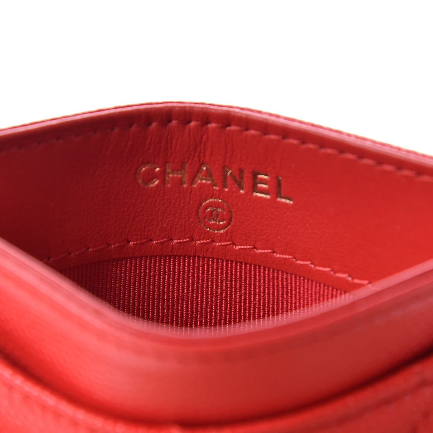 Caviar Quilted Card Holder Red