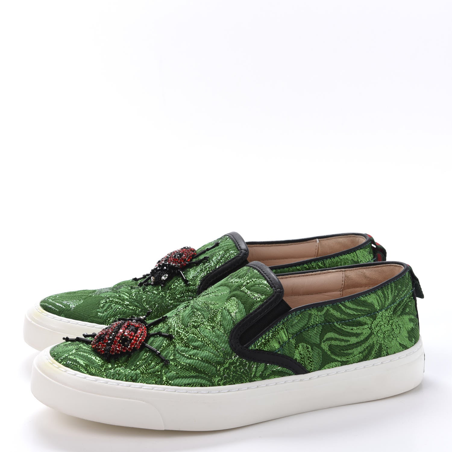 Gucci Brocade Ladybug Embroidered Slip On Sneakers 36.5 3 of 10