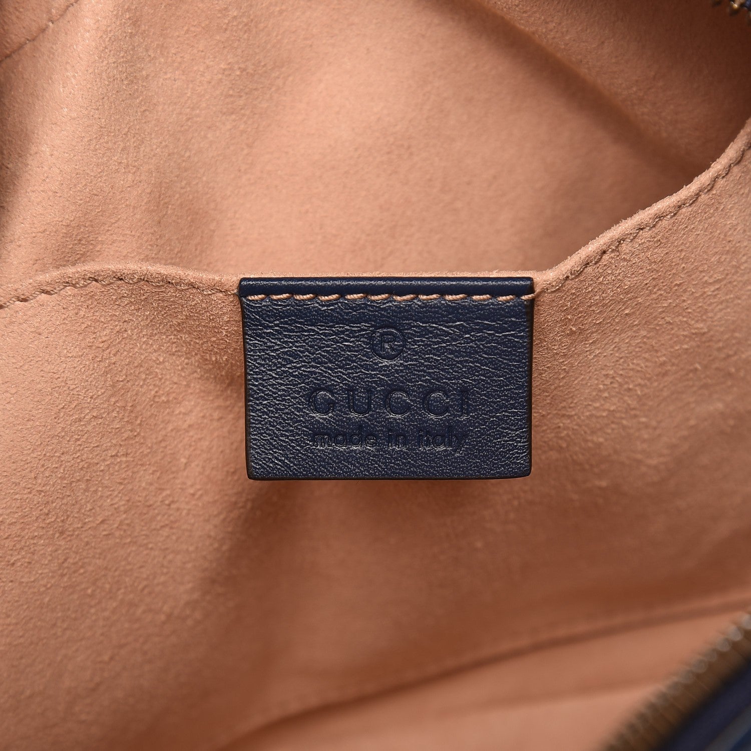 Gucci Calfskin Matelasse GucciGhost Small GG Marmont Chain Shoulder Bag Blue Agata Hibiscus Red 6 of 8