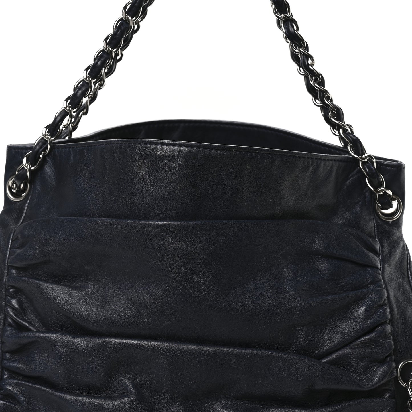 Lambskin Large Sharpei Shoulder Bag Blue