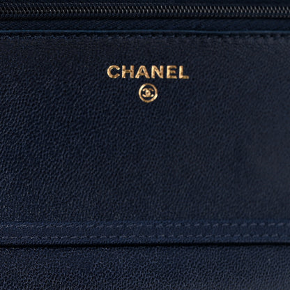 Chanel Lambskin Quilted Hold The Line Wallet On Chain WOC Dark Blue 12 of 14