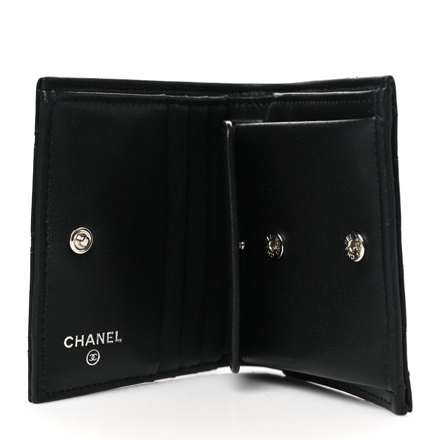 Chanel Lambskin Quilted Crystal Star CC Compact Bifold Wallet Black 5 of 9