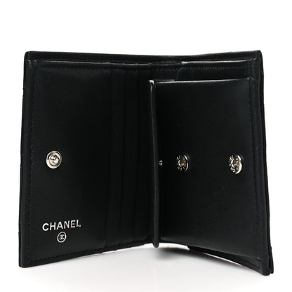 Chanel Lambskin Quilted Crystal Star CC Compact Bifold Wallet Black 5 of 9