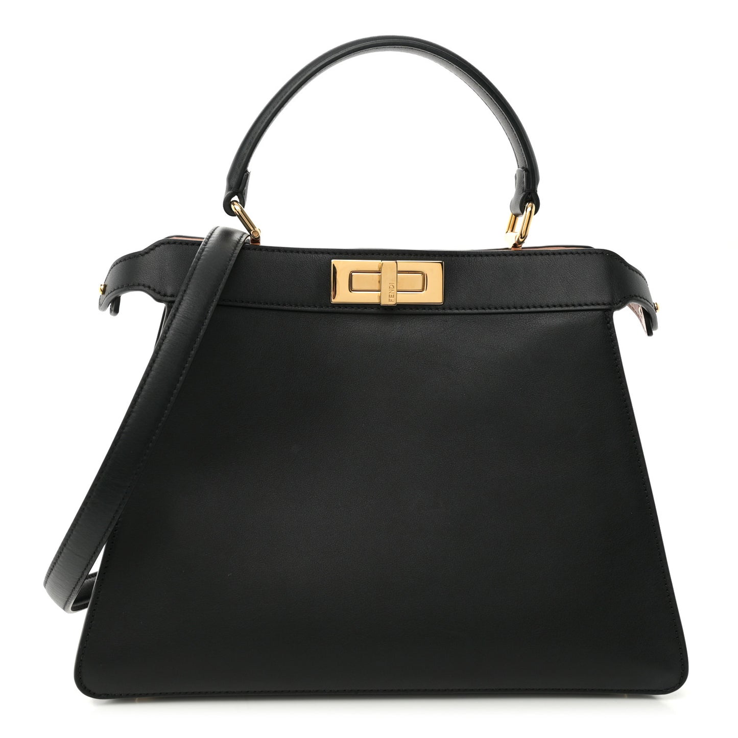 Vitello Seta Shiny Nappa Medium Peekaboo I SEE U Satchel Black Light Rose