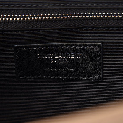 Saint Laurent Grain De Poudre Mixed Matelasse Large Triquilt Monogram Satchel Nude Powder 6 of 10