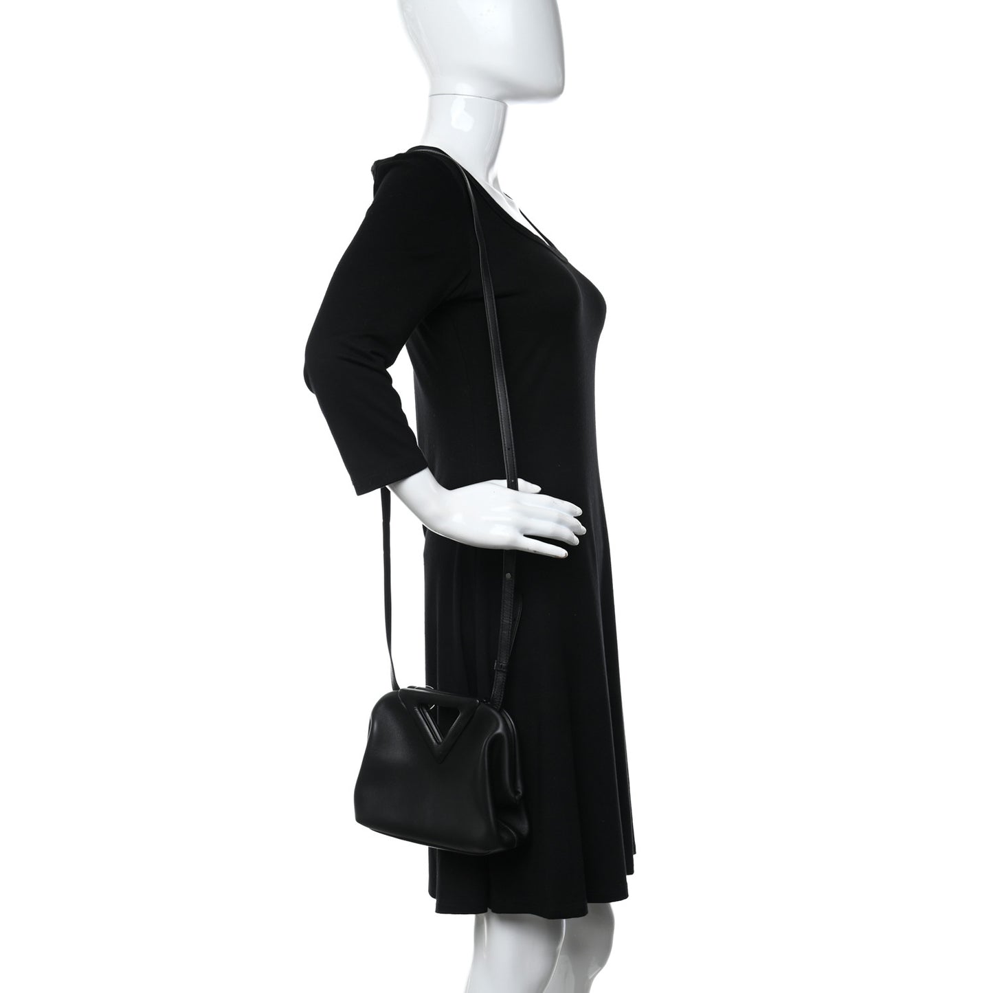 Calfskin Small The Point Triangle Bag Black