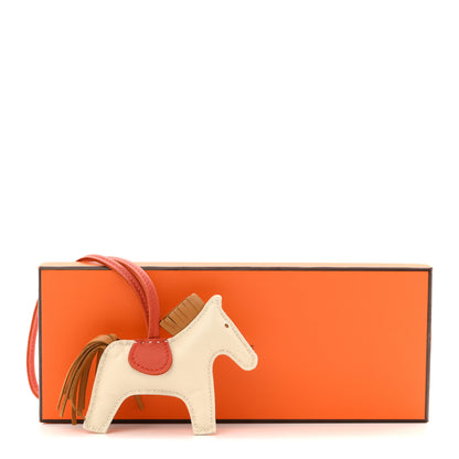 Hermes Milo Lambskin Grigri Rodeo Horse Bag Charm PM Craie Sesame Cornaline 12 of 12