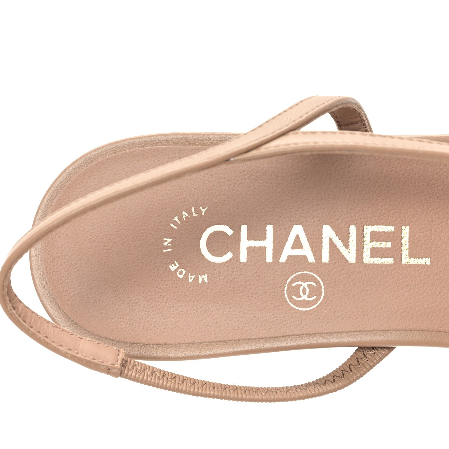 Chanel Lambskin Cap Toe CC Slingback Sandals 39.5 Beige Black 7 of 9