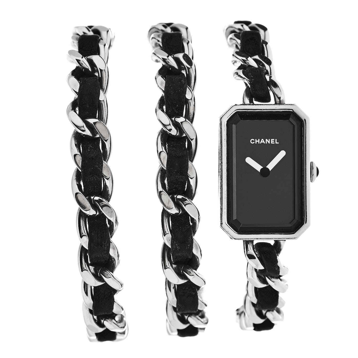 Chanel Stainless Steel Lambskin 16mm Premiere Rock Triple Row Quartz Watch Black 1 of 5