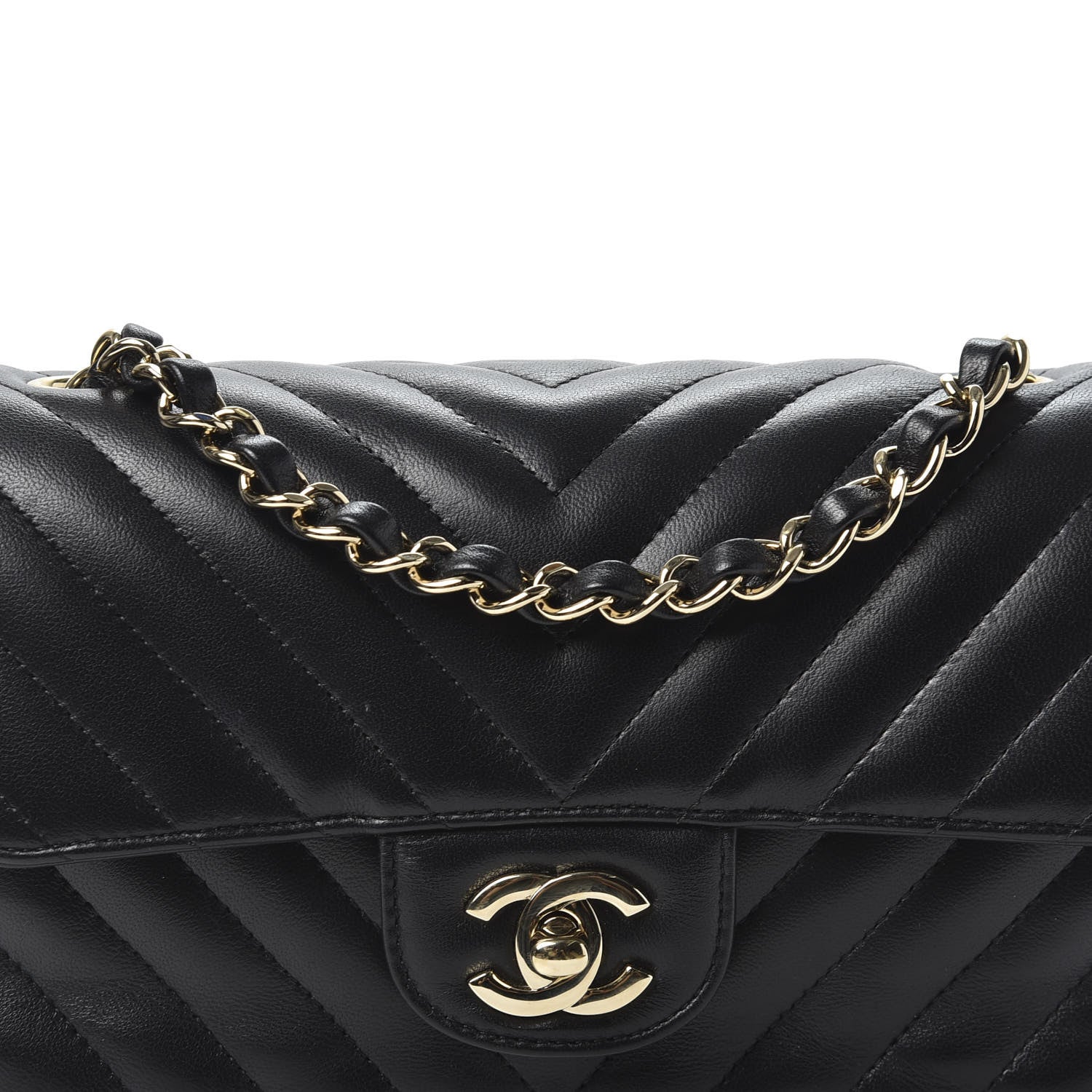 Chanel Lambskin Chevron Quilted Mini Rectangular Flap Black 10 of 10