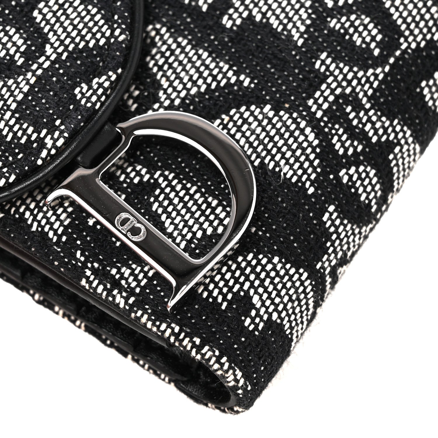 Christian Dior Monogram Compact Saddle Wallet Black 9 of 10