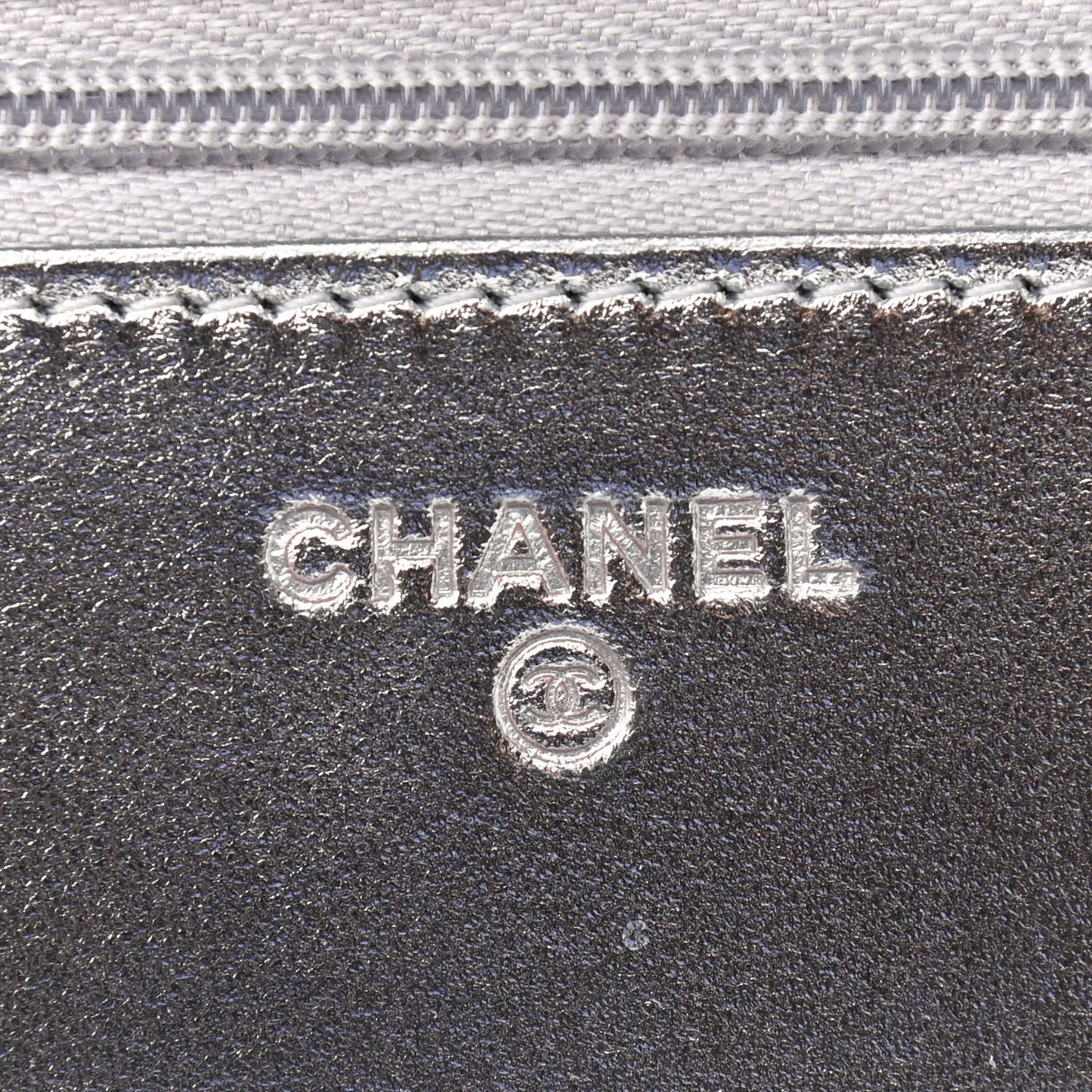 Gradient Metallic Calfskin Quilted Wallet On Chain WOC Silver Blue Yellow Purple