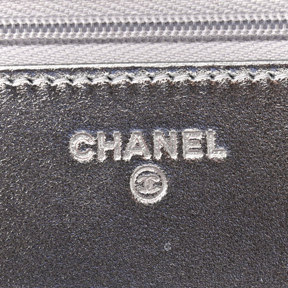 Chanel Gradient Metallic Calfskin Quilted Wallet On Chain WOC Silver Blue Yellow Purple 6 of 9