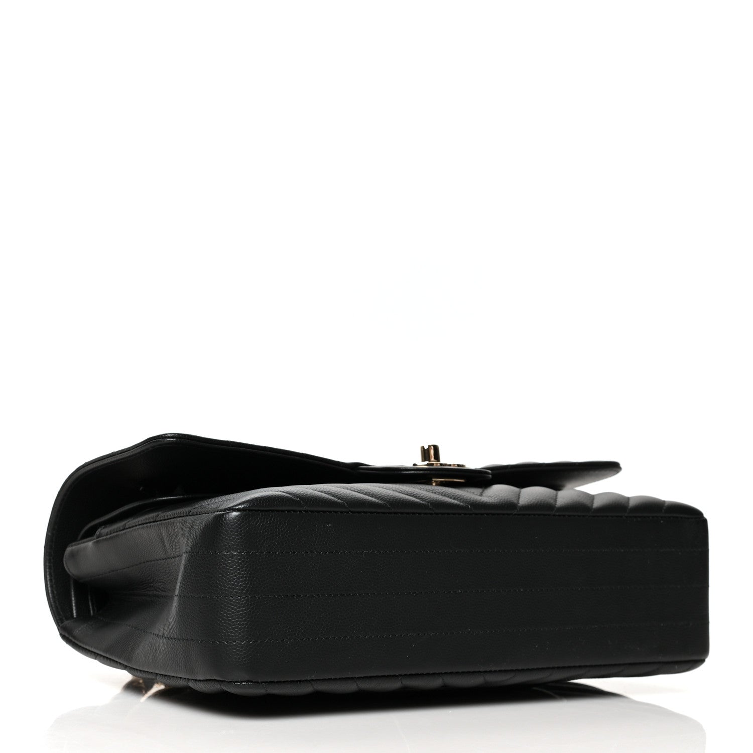 Chanel Caviar Chevron Quilted Medium Double Flap Black 4 of 11