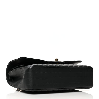 Chanel Caviar Chevron Quilted Medium Double Flap Black 4 of 11