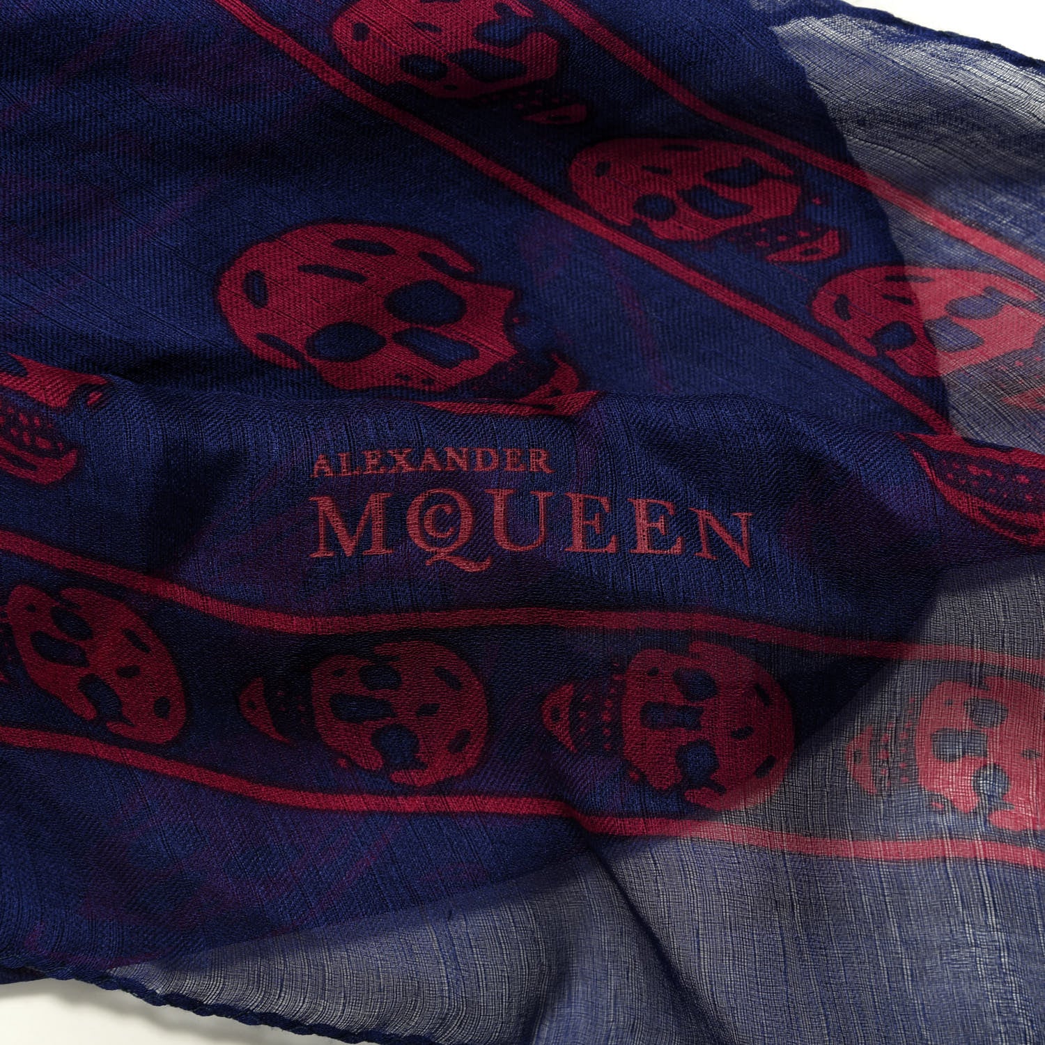 Alexander McQueen Silk Chiffon Skull Scarf Blue Pink 3 of 4