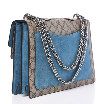 Gucci GG Supreme Monogram Angry Cat Embroidered Medium Dionysus Shoulder Bag Beige Ultramarine 3 of 13