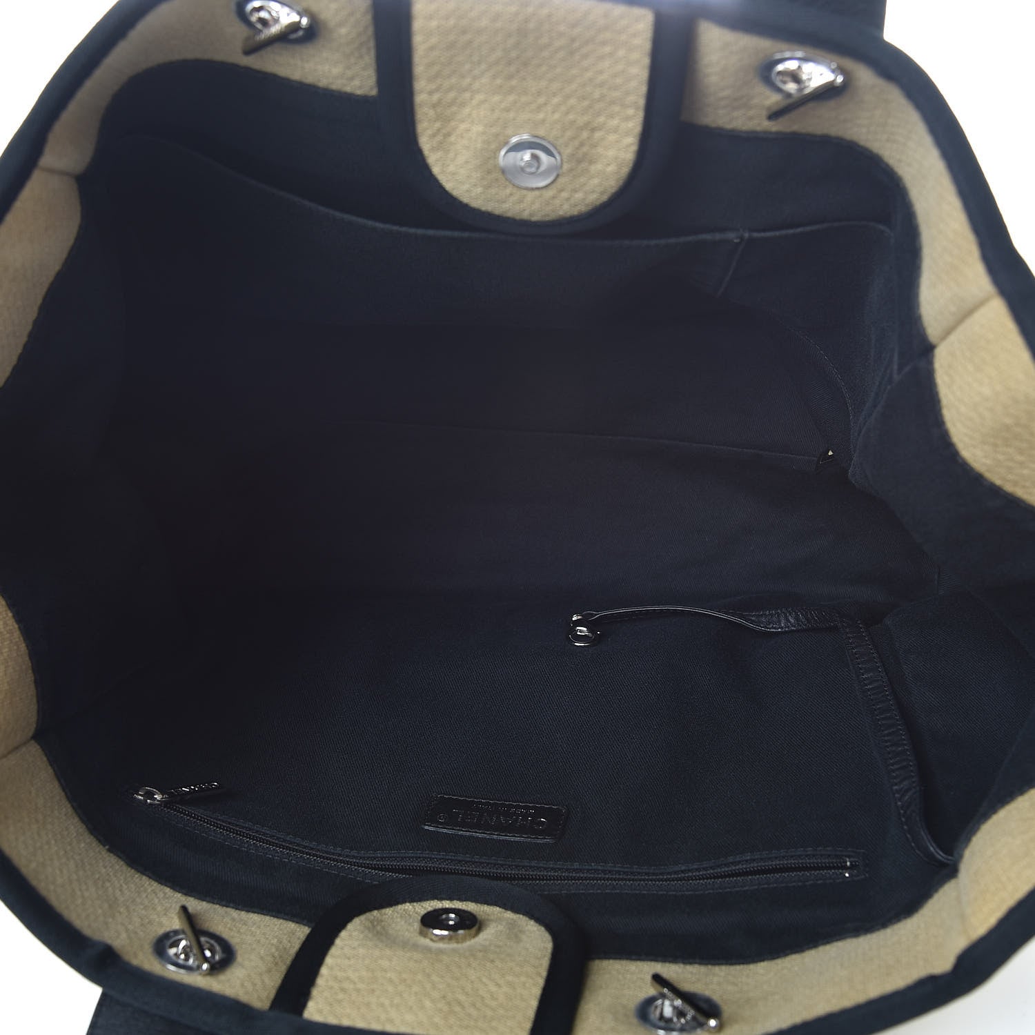 Chanel Canvas Large Deauville Tote Beige Black 5 of 10