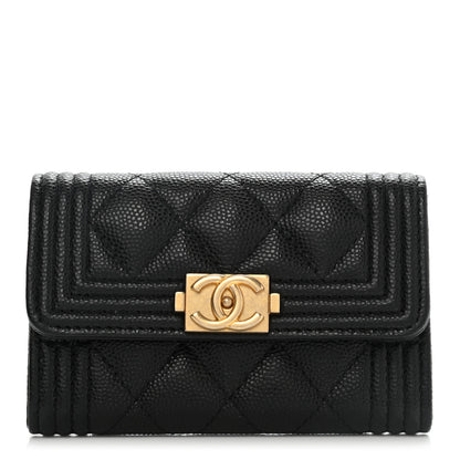 Chanel Caviar Quilted Boy Flap Card Holder Black 1 of 9