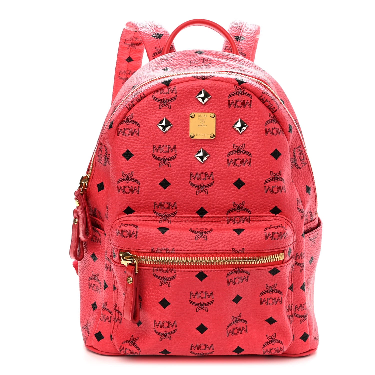 MCM Visetos Studded Small Stark Backpack Red 1 of 9