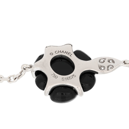 Chanel 18K White Gold Diamond Black Onyx Camelia Sculpte Bracelet 3 of 3