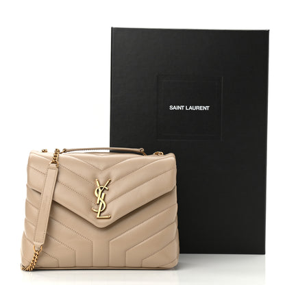 Saint Laurent Calfskin Y Quilted Monogram Small Loulou Chain Satchel Dark Beige 9 of 9