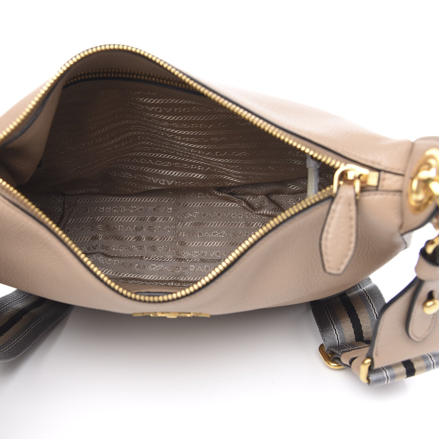 Prada Vitello Daino Zippered Hobo Messenger Cammeo 5 of 11