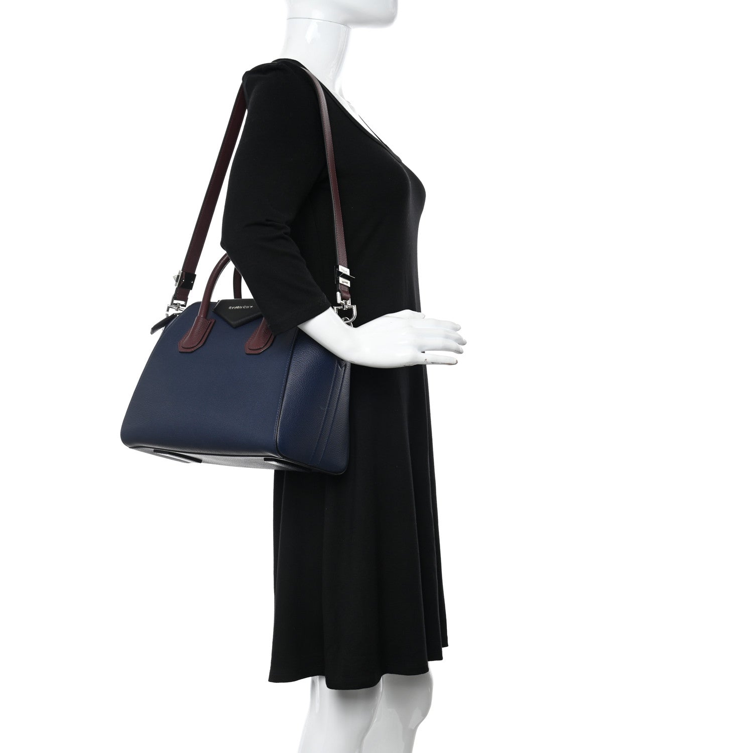 Givenchy Sugar Goatskin Tri-Color Small Antigona Navy Burgundy Black 2 of 10