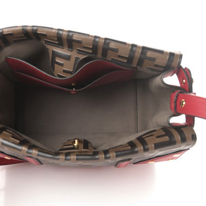 Fendi Vitello Grace Bi-Color FF 1974 Embossed Flip Tote Fragola Maya Black 7 of 12
