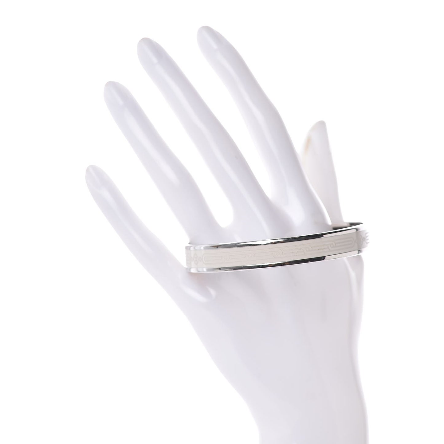 Enamel Printed Narrow Sellier Bracelet 70 White
