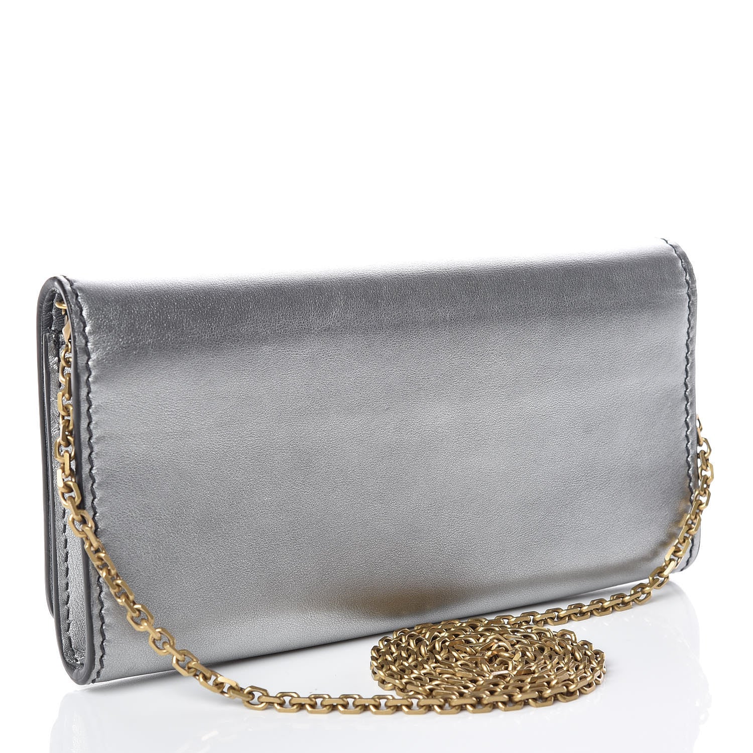 Christian Dior Metallic Calfskin J'adior Croisiere Chain Wallet Graphite 3 of 10