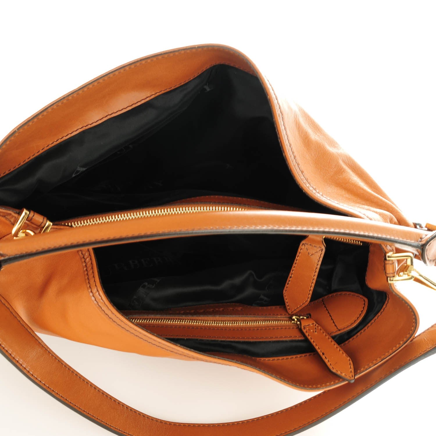 Burberry Soft Lambskin Bridle Calfskin Medium Gosford Hobo Tan 5 of 8