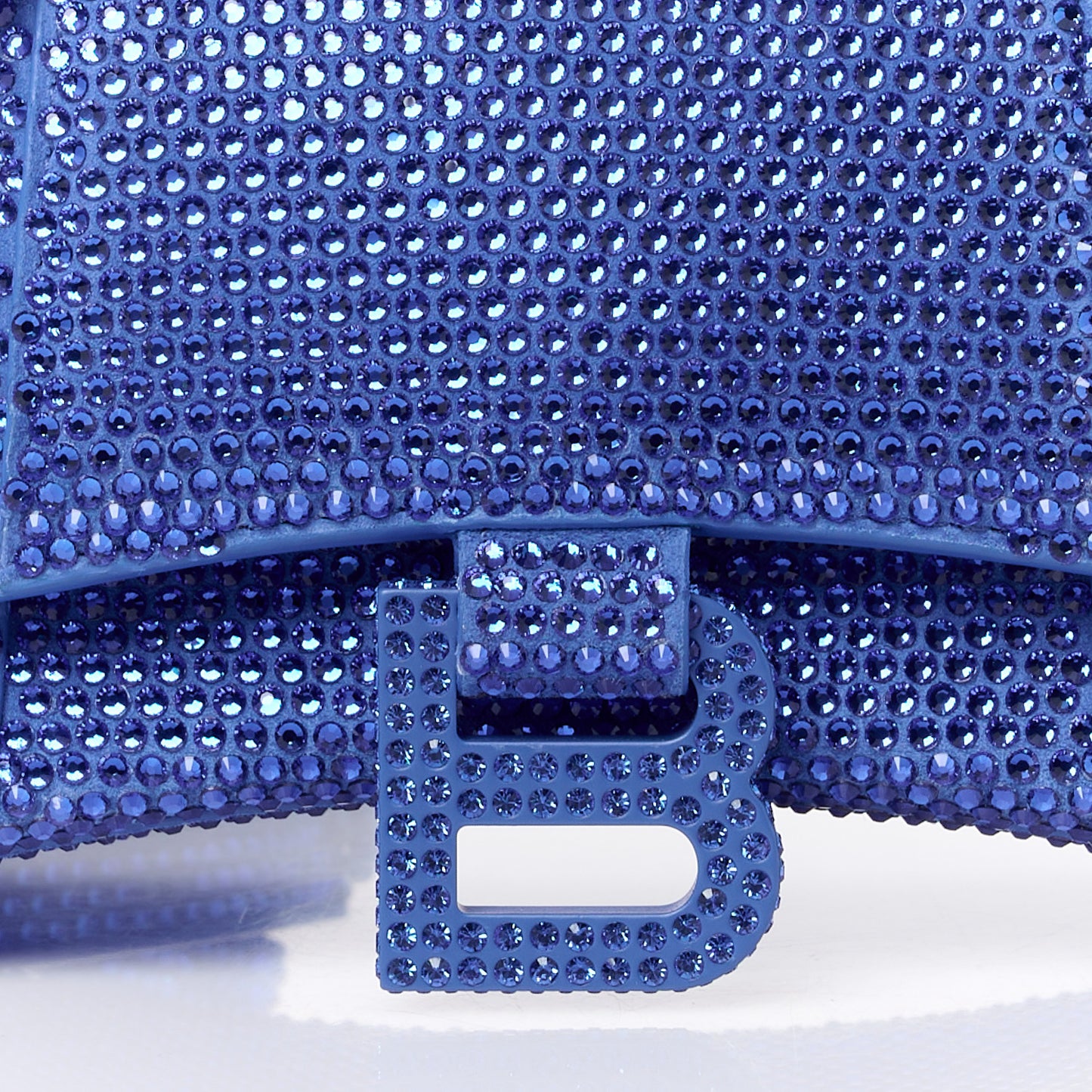 Strass Suede Hourglass Top Handle Bag XS Electric Blue