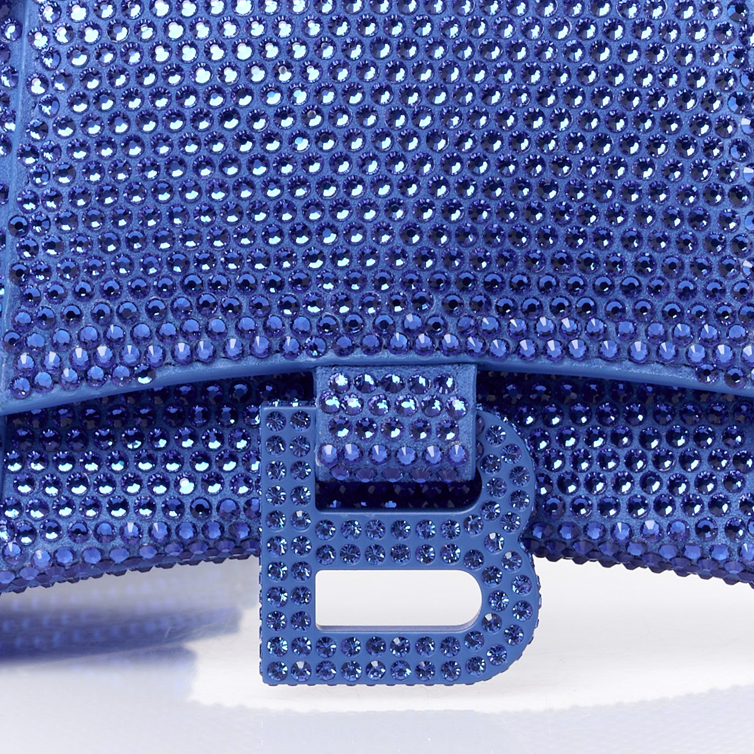 Balenciaga Strass Suede Hourglass Top Handle Bag XS Electric Blue 8 of 12