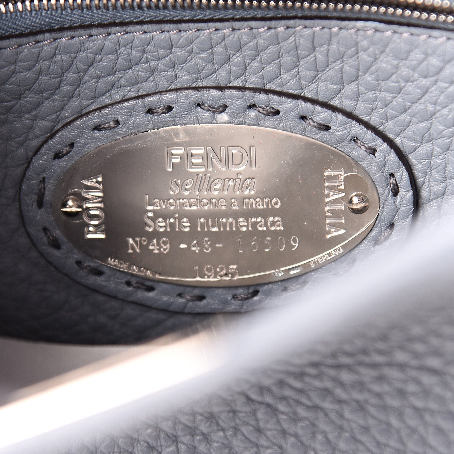 Fendi Calfskin Romano Elaphe Lace Up Selleria Mini Peekaboo Iconic Satchel Light Blue 6 of 9